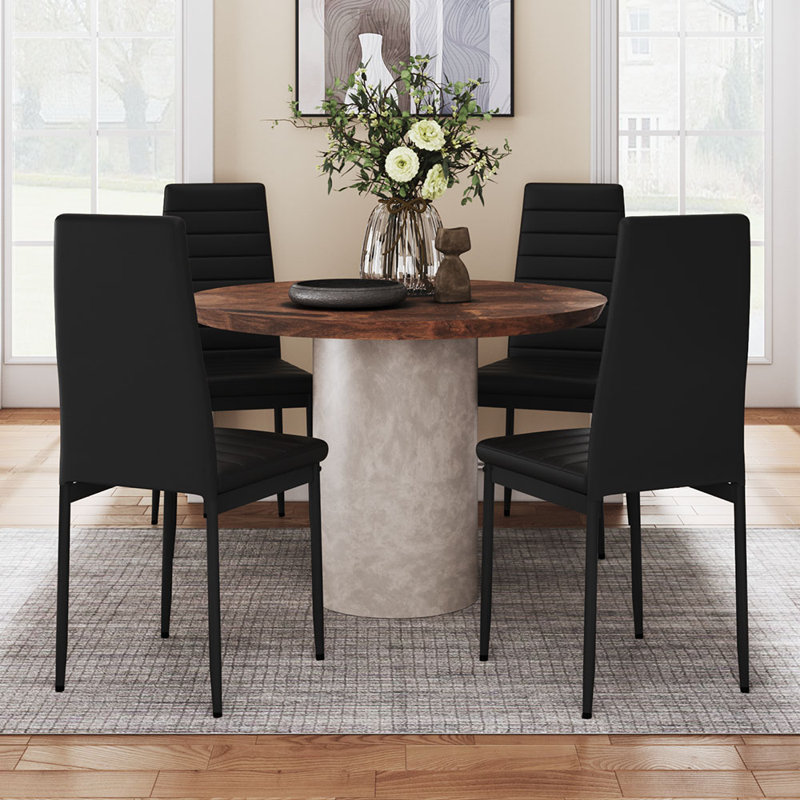 45cm H Velvet Upholstered Upholstered Back Side Chair in Black