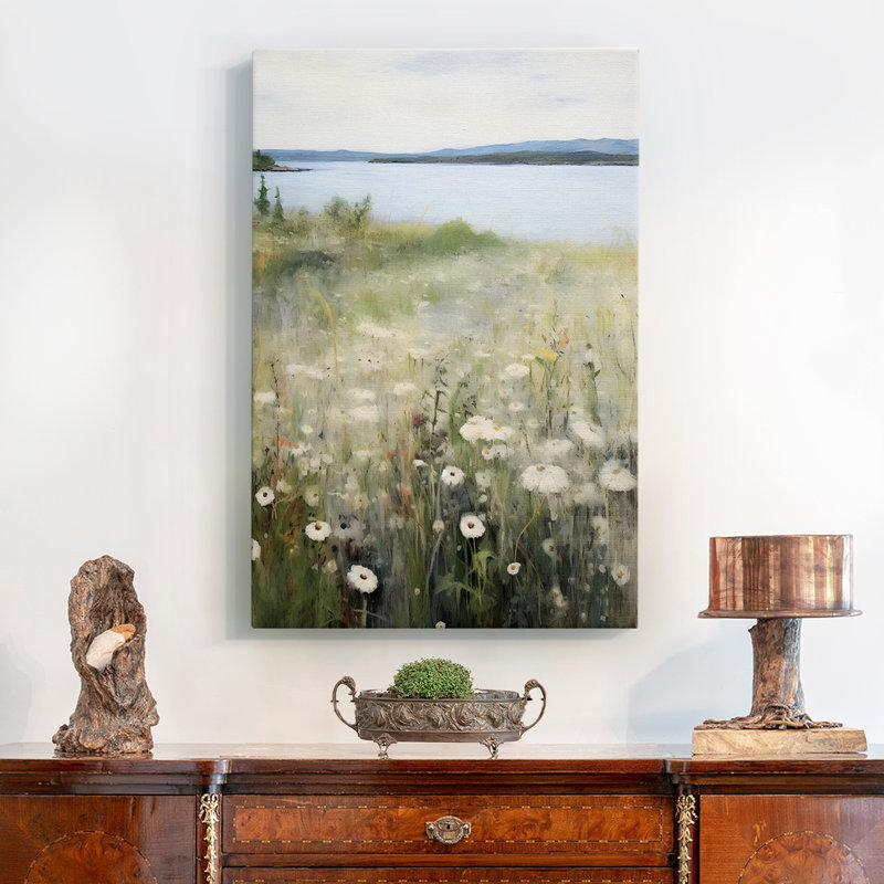 Paysage rétro Lxxxvii, peinture sur toile encadrée, H 49 po x l 33 po