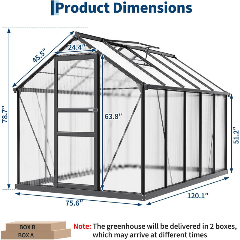 Serre avec fenêtre de toit ventilée 10X6Ft, L 6 pi x P 10 pi