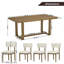 Ensemble de salle à manger 5 pièces, table à manger à tréteaux et 4 chaises élégantes, chêne clair