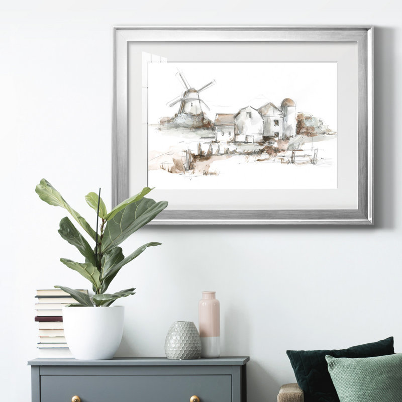 «Old Mill Farm II», reproduction encadrée de qualité supérieure - prête à être accrochée, H 26,5 po x l 36,5 po x P 1 po
