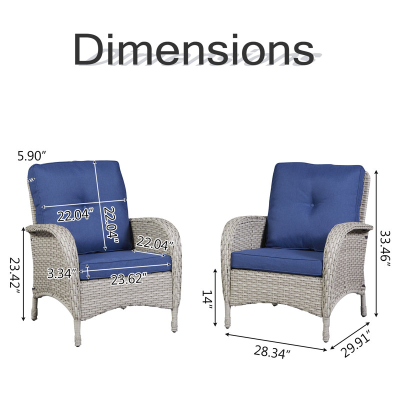Chaise de patio avec coussins Gaetanino, Beige clair / bleu