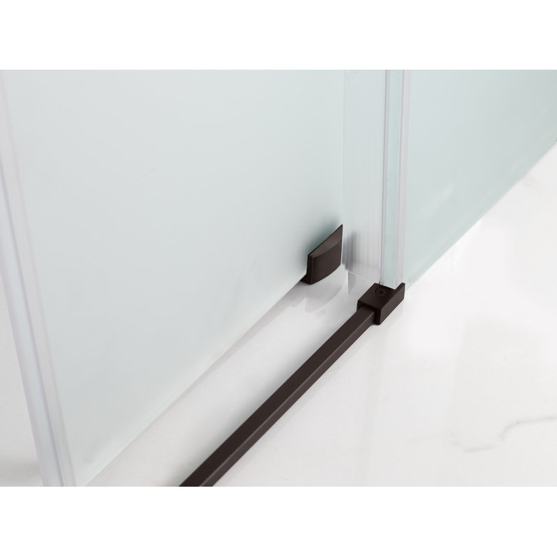 Langham XL 52" - 56" W x 32" D x 80" H Frameless Rectangle Sliding Shower Enclosure, Frosted Glass, Bronze