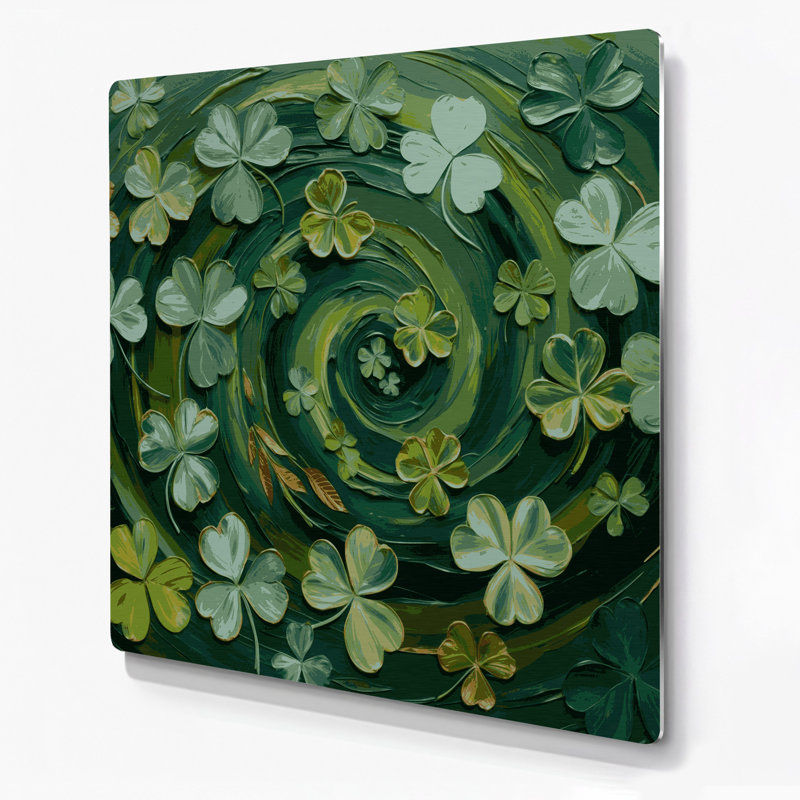 Art mural en métal Botanical Clover Green, H 16 po x l 16 po