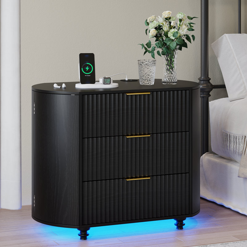 80 cm W Bedside Table, Black