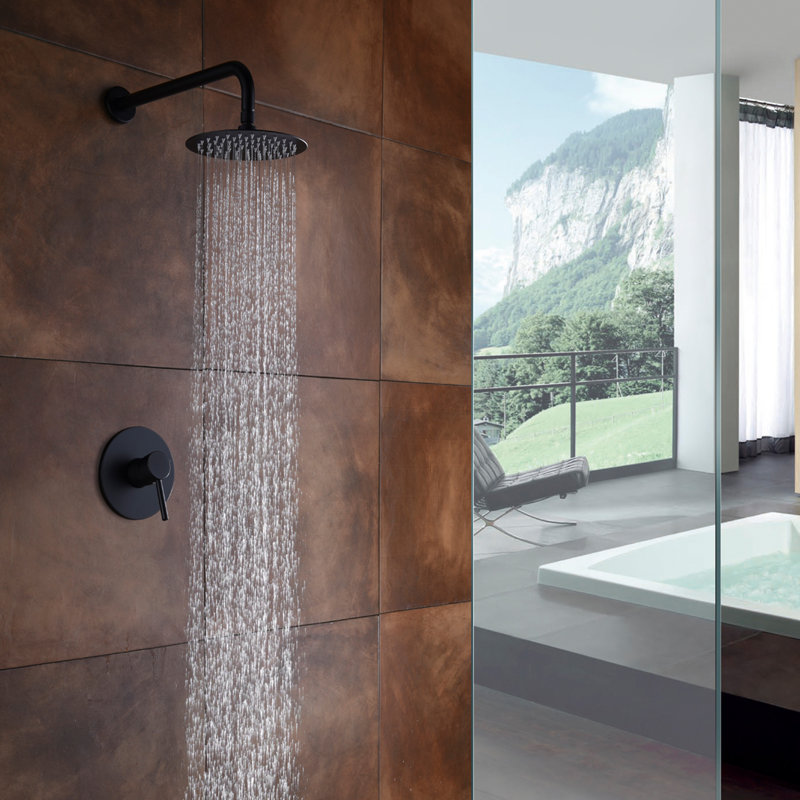 Robinet de douche mural encastré Sumerain, Noir mat