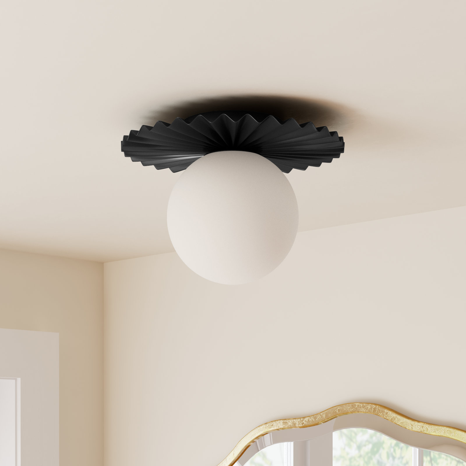 Abbey Glass Flush Mount, Matte Black