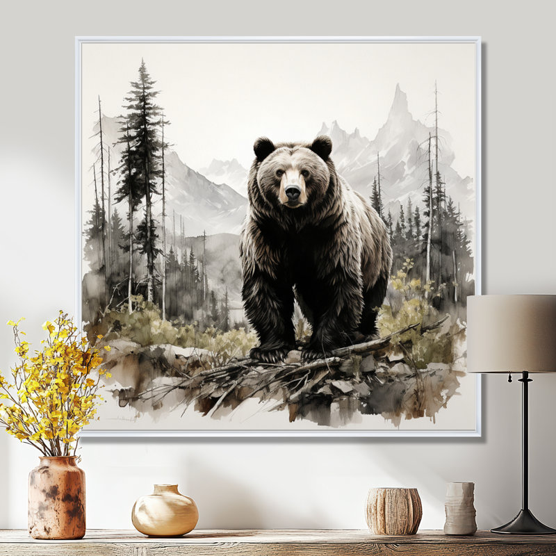 Bear Wild Majesty II Print, 16" H x 16" W, White, Floater Framed