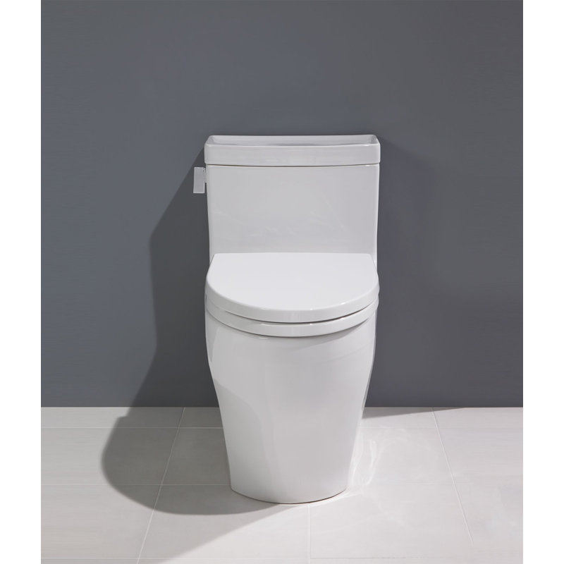 TOTO Legato WASHLET+ One-Piece Elongated 1.28 GPF Universal Height Skirted Toilet with CEFIONTECT, Cotton White