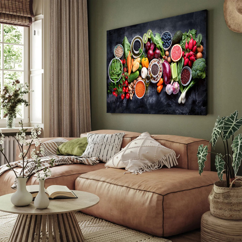 Art mural, manger sainement, légumes, fruits et légumineuses, affiche de peinture, 12 x 18 pouces