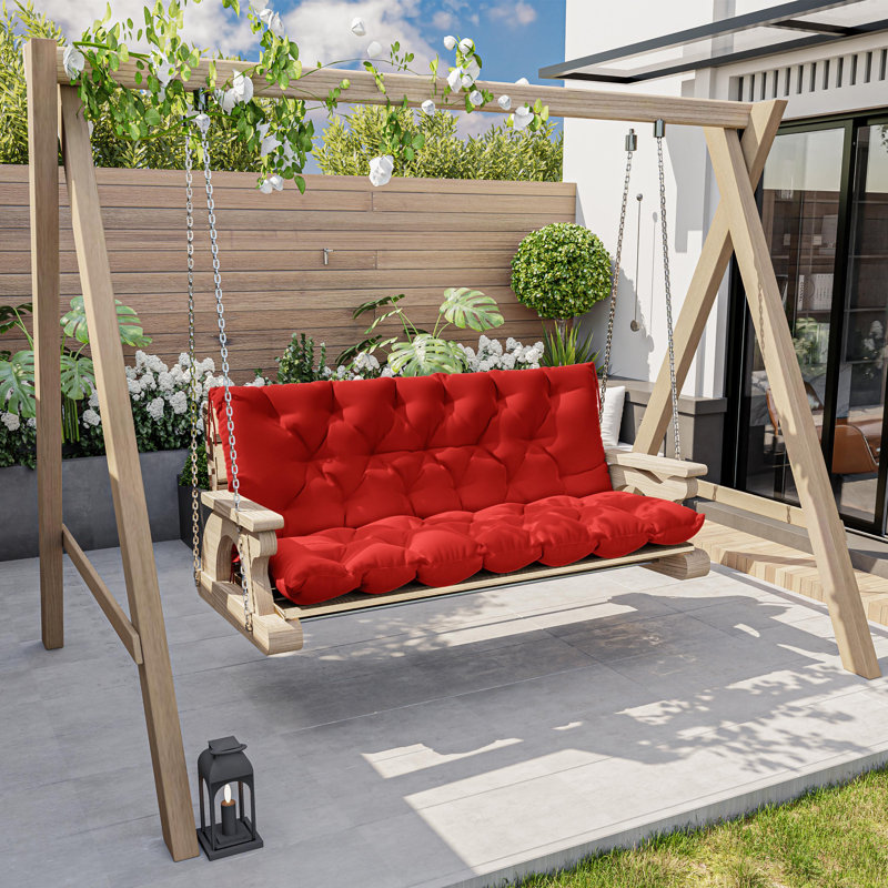 Outdoor Waterproof Cushion For Swing Chair Garden Bench, Red, 47" W x 40" D
