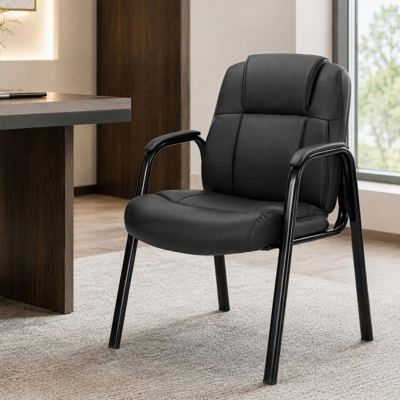 Chaise de salle d'attente empilable en similicuir de 23,62 po de large avec structure en métal