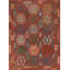 Tapis oriental en laine orange Kilim 9 x 11