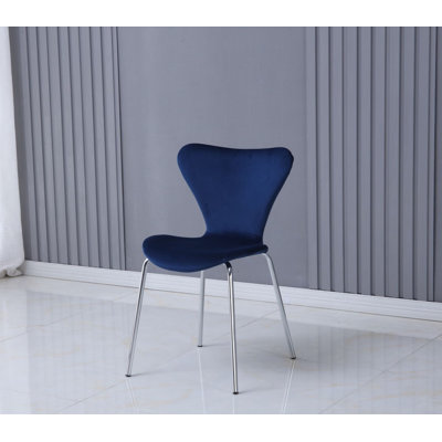 2 Makai Velvet Upholstered Dining Chair with Powder Coated Metal Legs