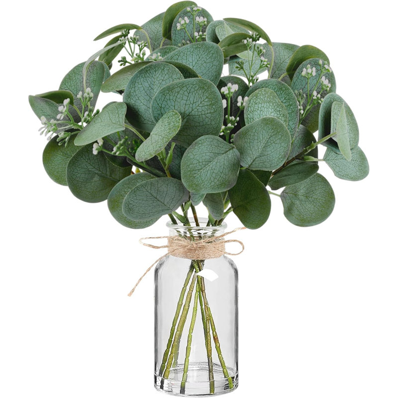 Artificial Eucalyptus Stems In Glass Vase