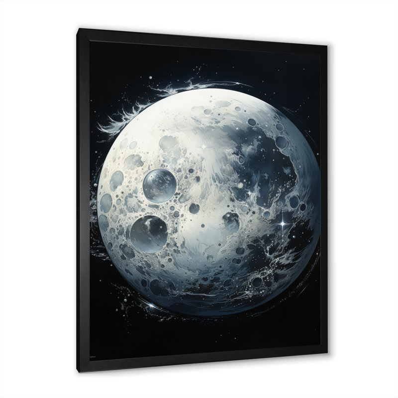 Décoration murale lune bleue - lune, Cadre photo noir, H 20 po x l 12 po x P 1 po