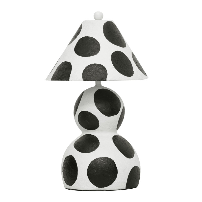 Lampe de table en papier mâché noir et blanc