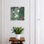 Key box for home, Opens to the right, 30x30x5, White, Flowers among greenery on a navy blue background, 