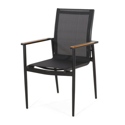 Chaise de jardin avec assise en maille, structure en aluminium, style moderne, couleur naturelle, résistante aux intempéries, poids : 3,4 kg, profondeur : 57,5 cm, largeur : 64,5 cm, hauteur : 91,5 cm