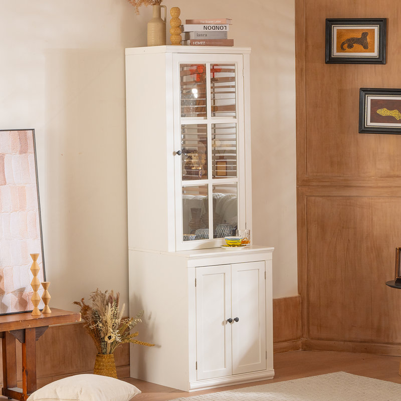 Versatile Display Cabinet With Single Tempered Glass Door And Double - Action Hinge, Ideal For Various Living And Work Spaces