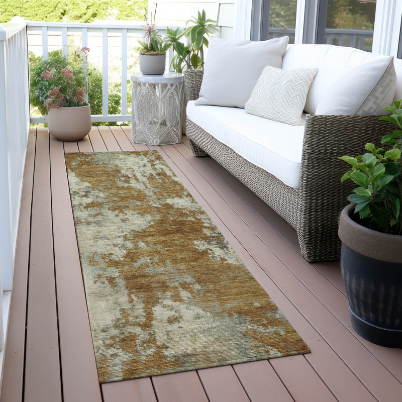 Machine Washable Indoor/Outdoor Xhevrie Terracotta Rug, Runner 2'3" x 7'6"