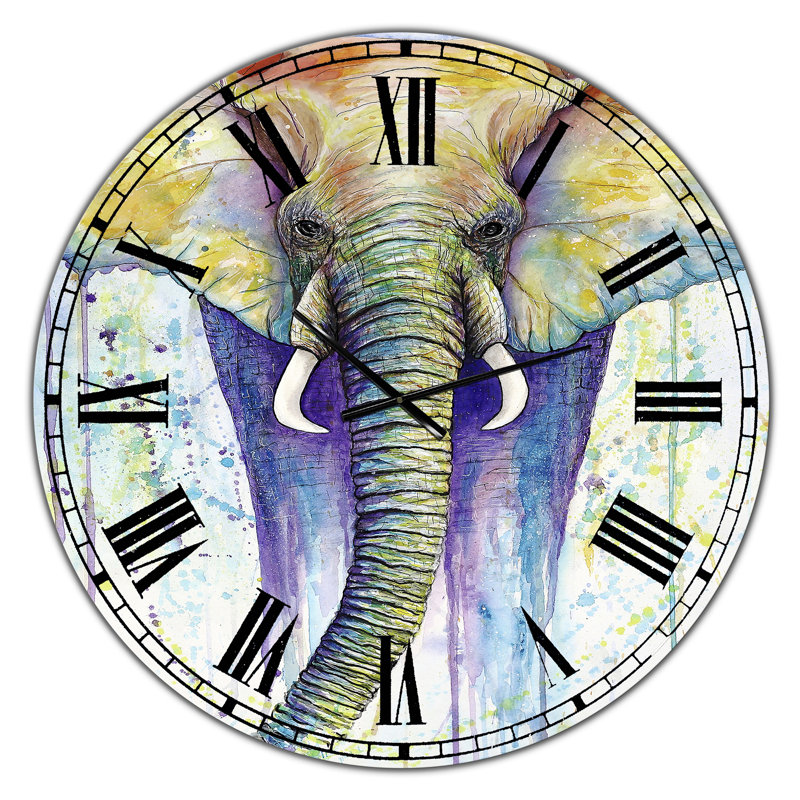 Elephant Colors - Horloge murale surdimensionnée, Moyen
