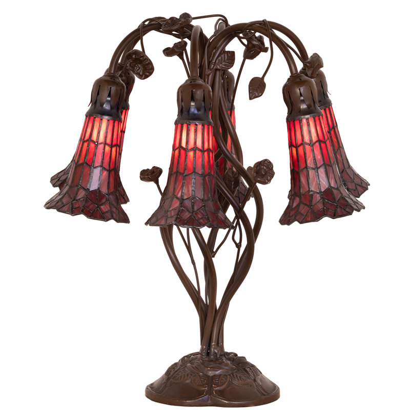 Meyda Tiffany & Stained Glass Table Lamp, Ruby/Mahogany Bronze