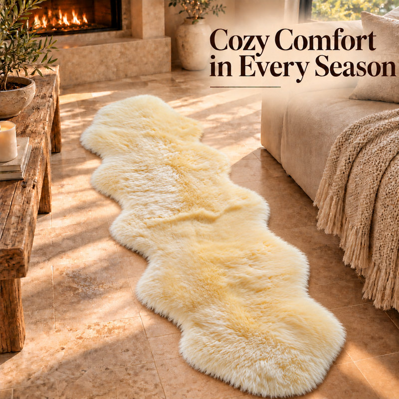 Gradient Gray Single Sheepskin - Area Rug, Novelty 2' x 6'