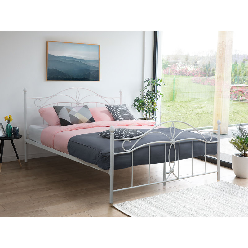 Gena UK Double - DE 135 X 190 Cm Metal Bed, White
