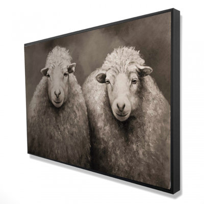 Sheep Sepia Print On Canvas