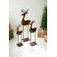  Carved Wood and Iron Reindeer Figurines – Set of 3