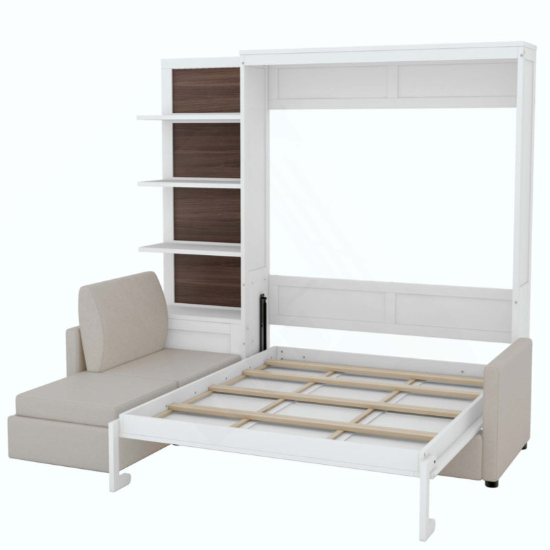 Lit escamotable mural avec canapé et tablettes Murphy, White