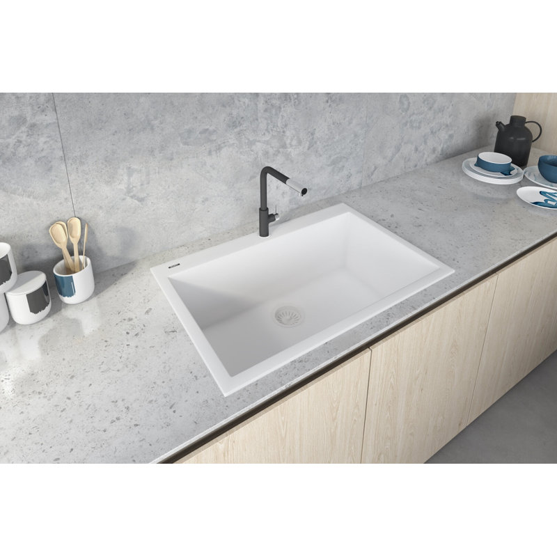 33" L x 22" W Dual Mount Kitchen Sink, Arctic White, 1