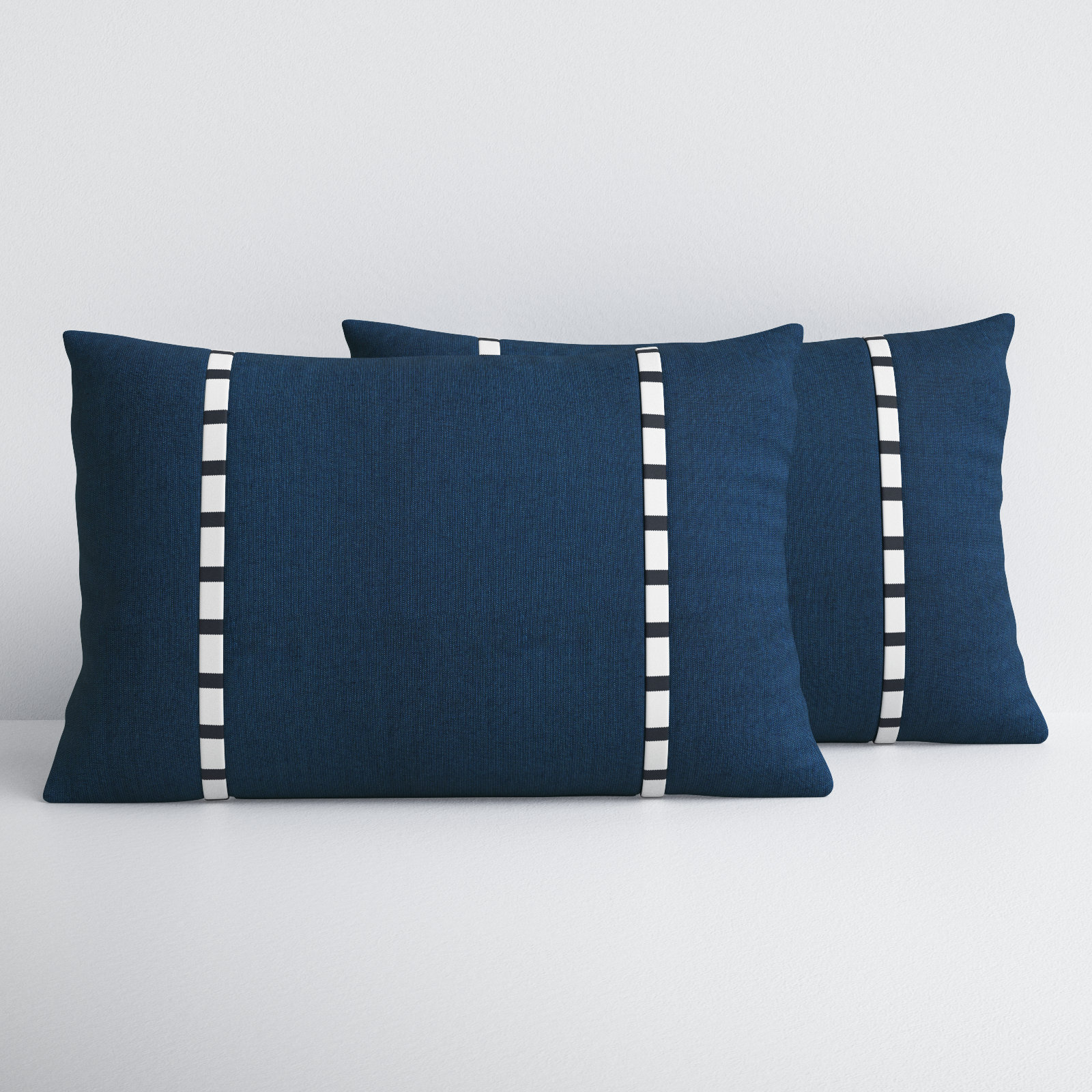 Keegan Outdoor Rectangular Lumbar Pillow, 12" x 18", Navy