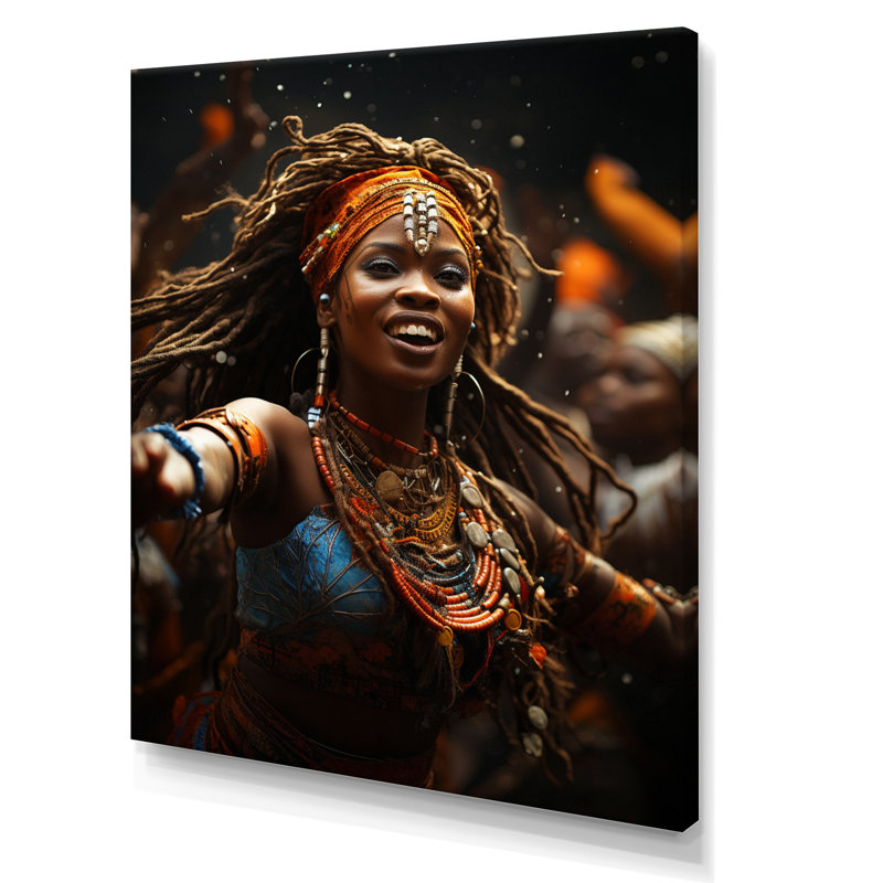 Wilkey Tribal Woman Dance sur toile, H 44 po x l 34 po x P 1,5 po