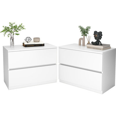 2-Drawer Dresser, Small Dressers for Closet, Wood Storage Cabinet for Hallway Bedroom Entryway, Nightstand Sofa Beside Table Drawer Chest, 23.6 in, White