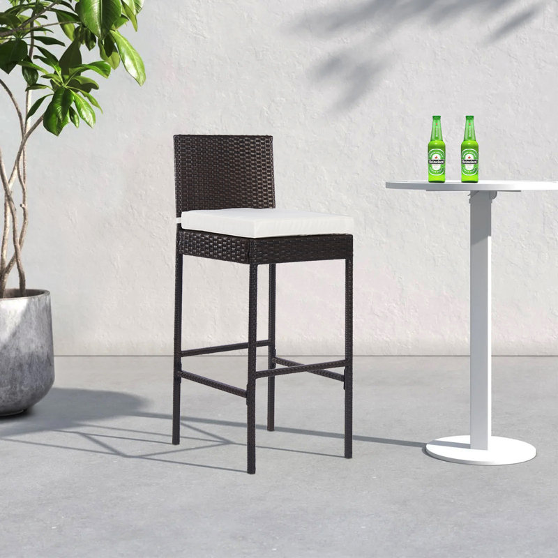 Debany Wicker Outdoor 43'' Stool with Cushion