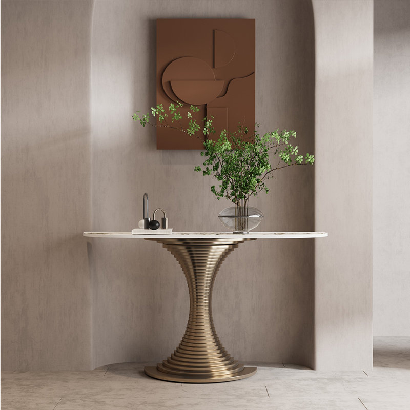 Console de style moderne en pierre frittée, 31.5" H x 55" W x 13.7" D, White