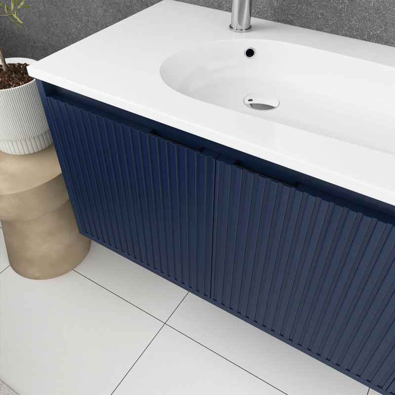Ensemble de meuble-lavabo mural simple 48 po Hazeleigh