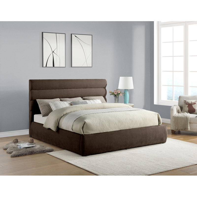 Lit en tissu Adam Chenille, Très grand, Tissu chenille brun