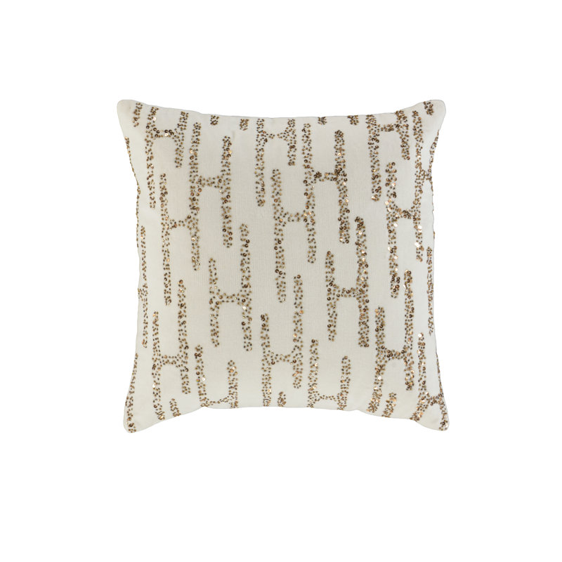 100% Cotton Throw Pillow, White/Gold, Down Blend