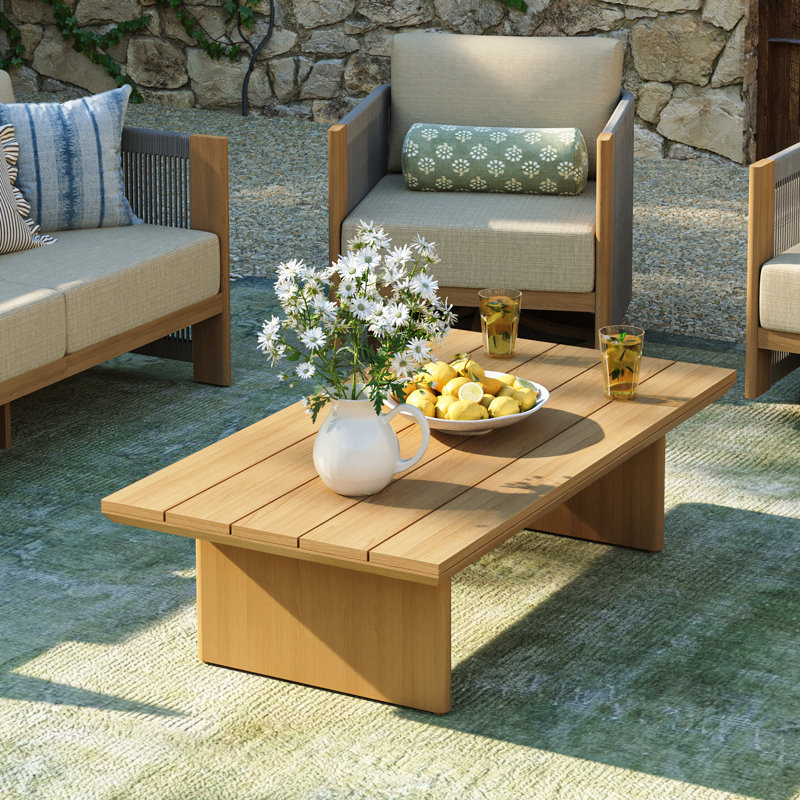 Patio 52"L x 27.5"D Aluminum Rectangular Coffee Table
