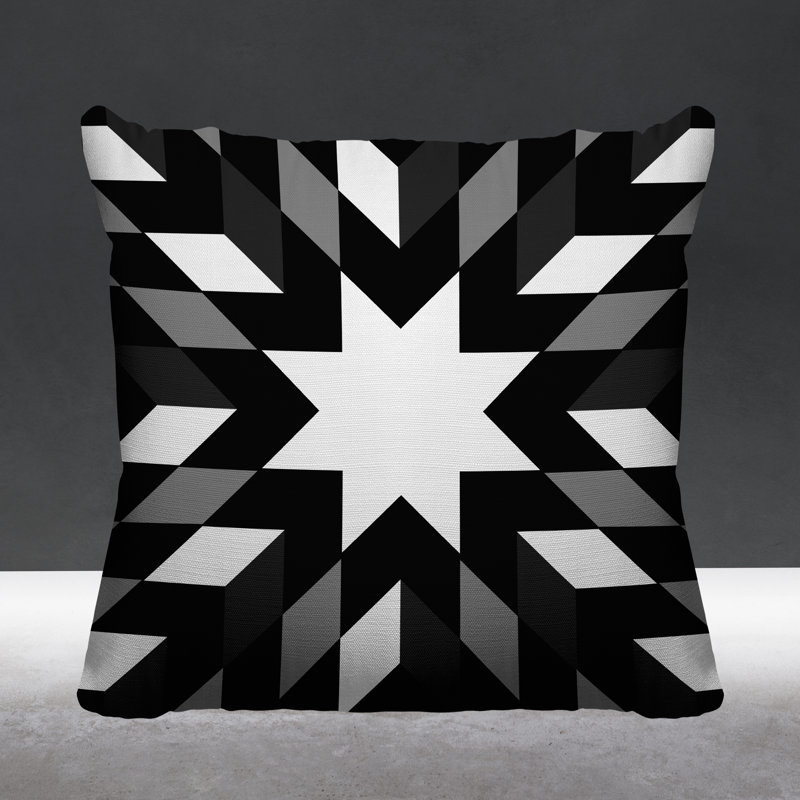 Coussin intérieur / extérieur Lynn Country, L 15 po x H 15 po, Noir