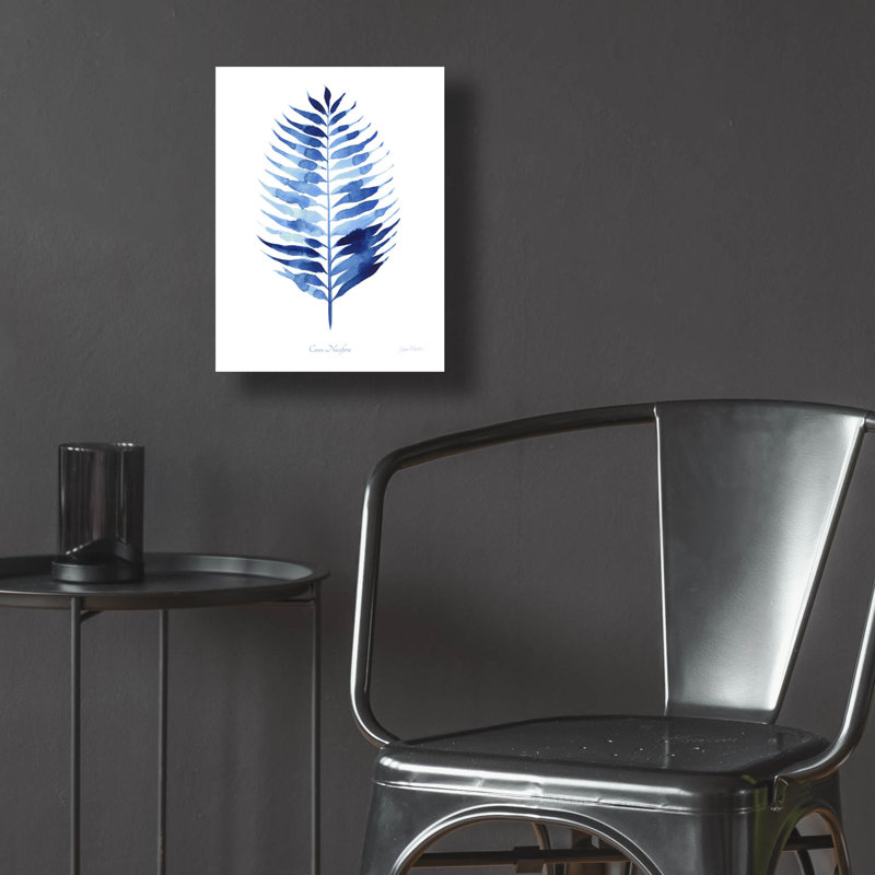 «Indigo Botanical 6» par Jean Plout, art mural en verre acrylique, H 16 po x l 12 po x P 0,13 po