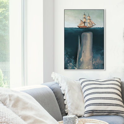 Nautique et côtier, le voilier et la baleine - impression d'art graphique