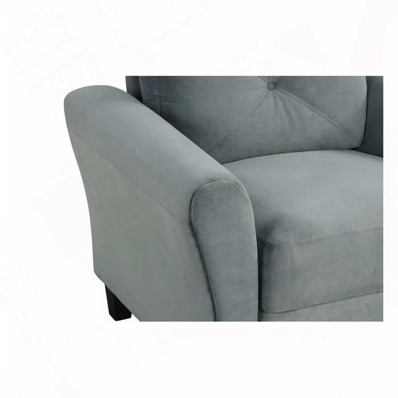 Velvet Sofa, Gray, 3, 34.4" H x 76.7" W x 29.1" D