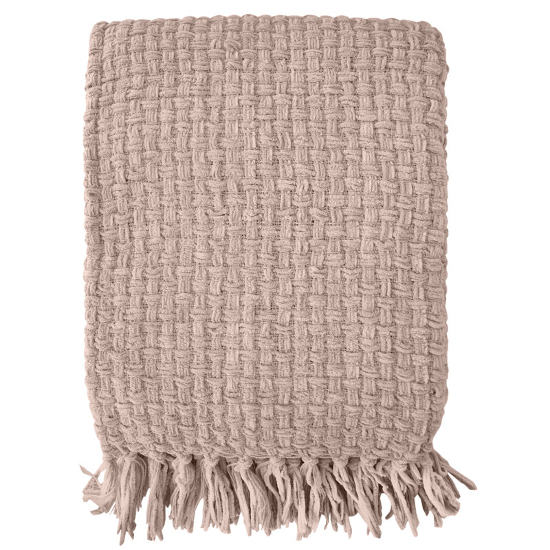 Jeté en chenille façon vannerie, Rose