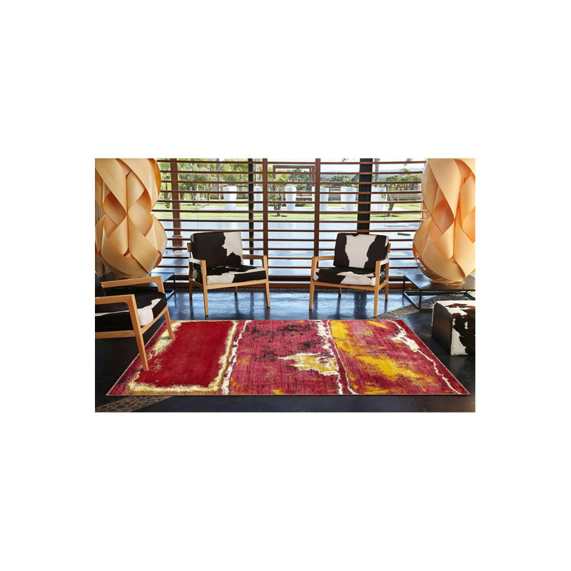 Tapis à motif géométrique multicolore lavable à la machine, Sous-tapis rectangulaire de 3 pi 3 po x 4 pi 11 po