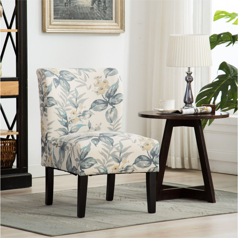 Fauteuil d'appoint Volia Capa, Mélange de polyester floral gris / crème / orang