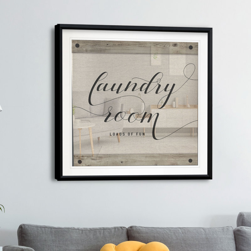 Laundry Room - impression d'art textuel, H 30,5 po x l 30,5 po, Impression encadrée, Plastique noir
